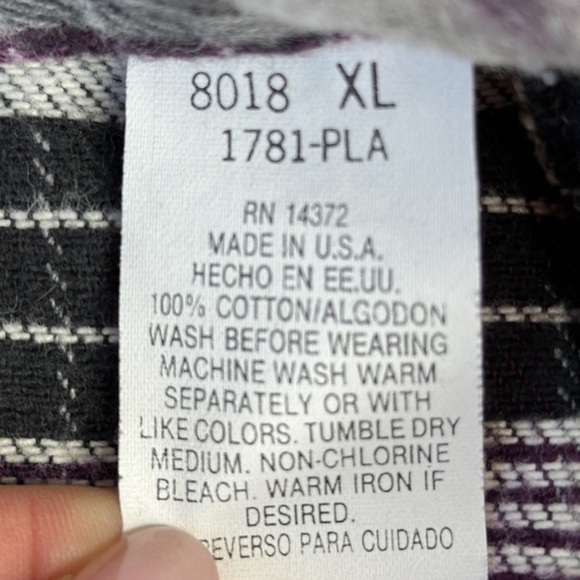 Dakota | Heavy Duty Plaid Flannel, Black, Gray, Purple & White - Picture 8 of 8